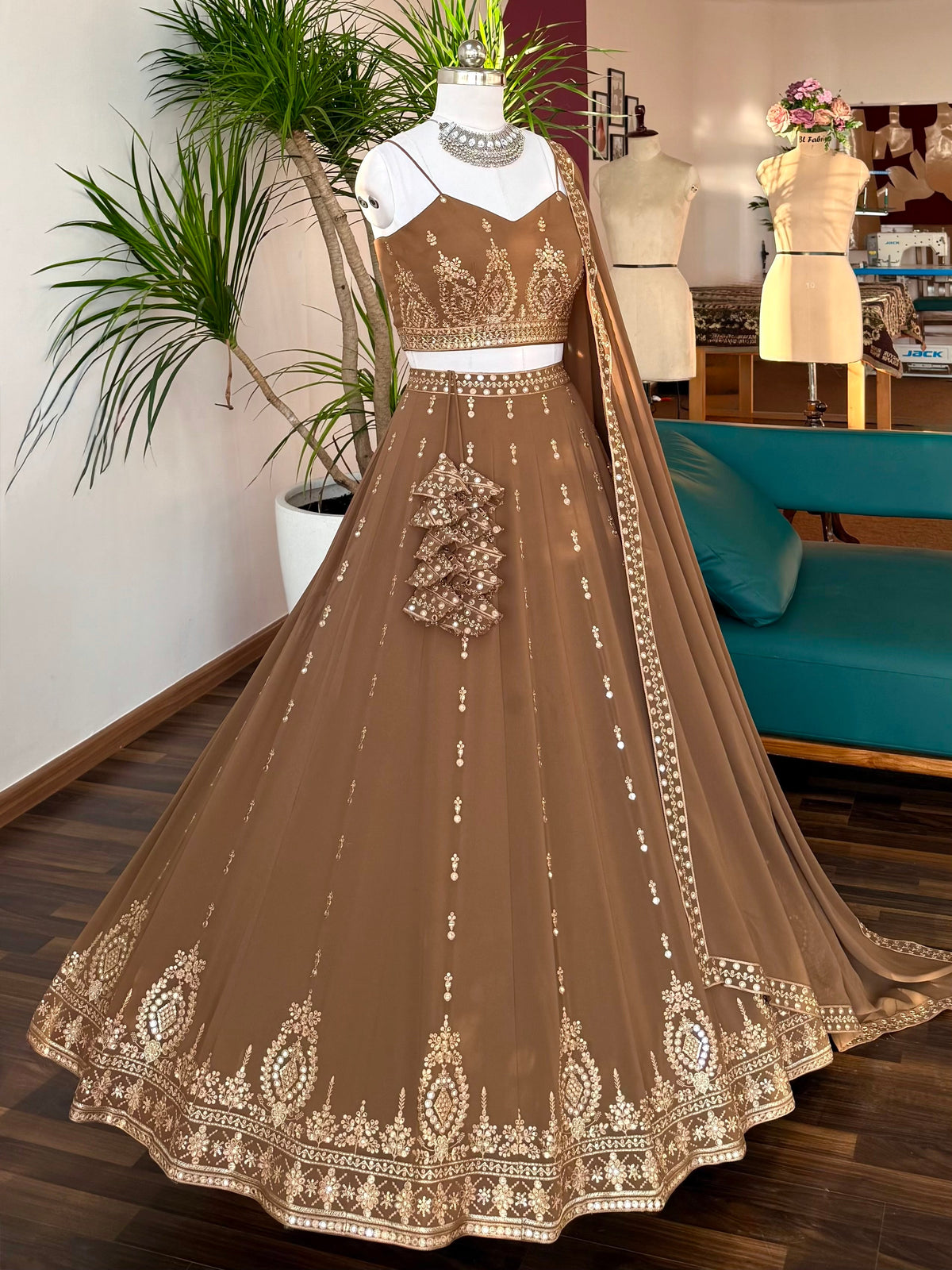 Brown color Sequence Embroidery work Designer Lehenga Choli BL1644