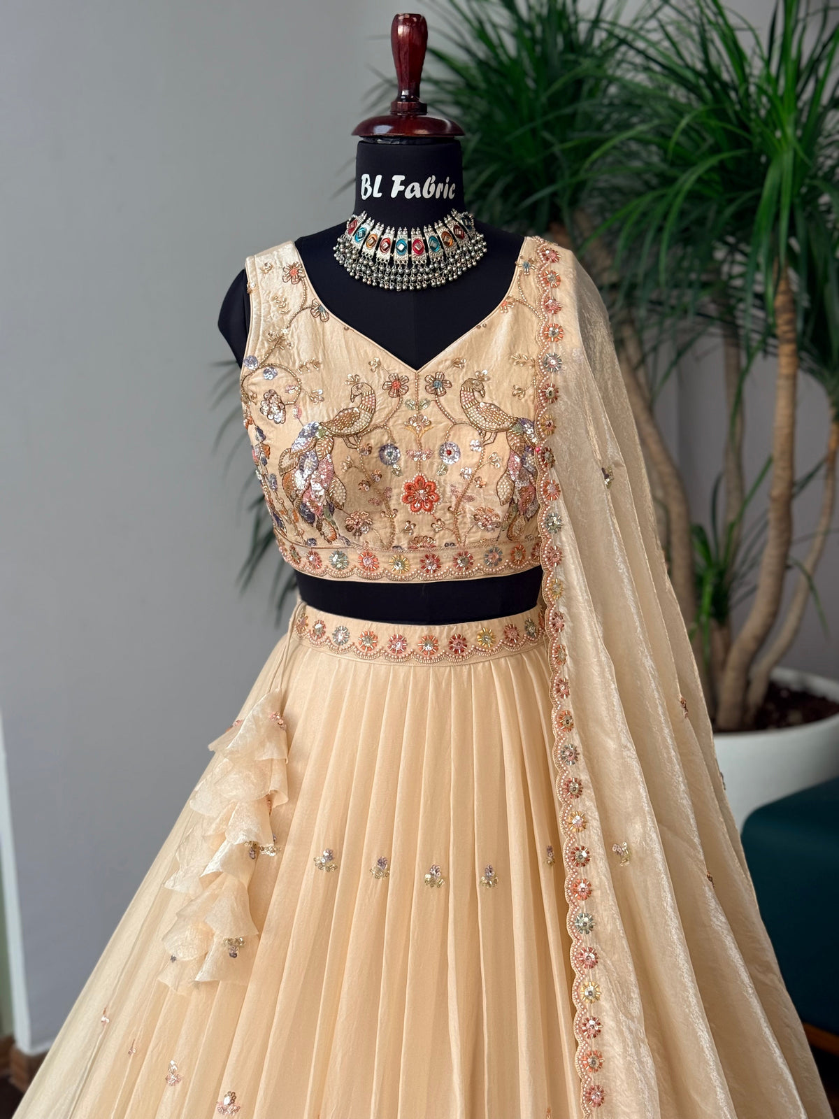 Peach Nude color Designer Bids Embroidery work Lehenga choli BL1746