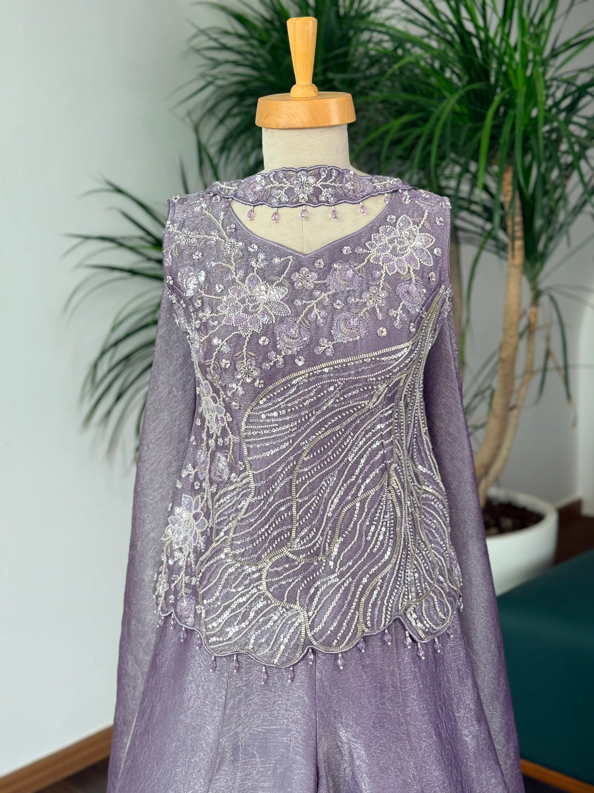 Purple color Bids Embroidery work Sharara set BLS114