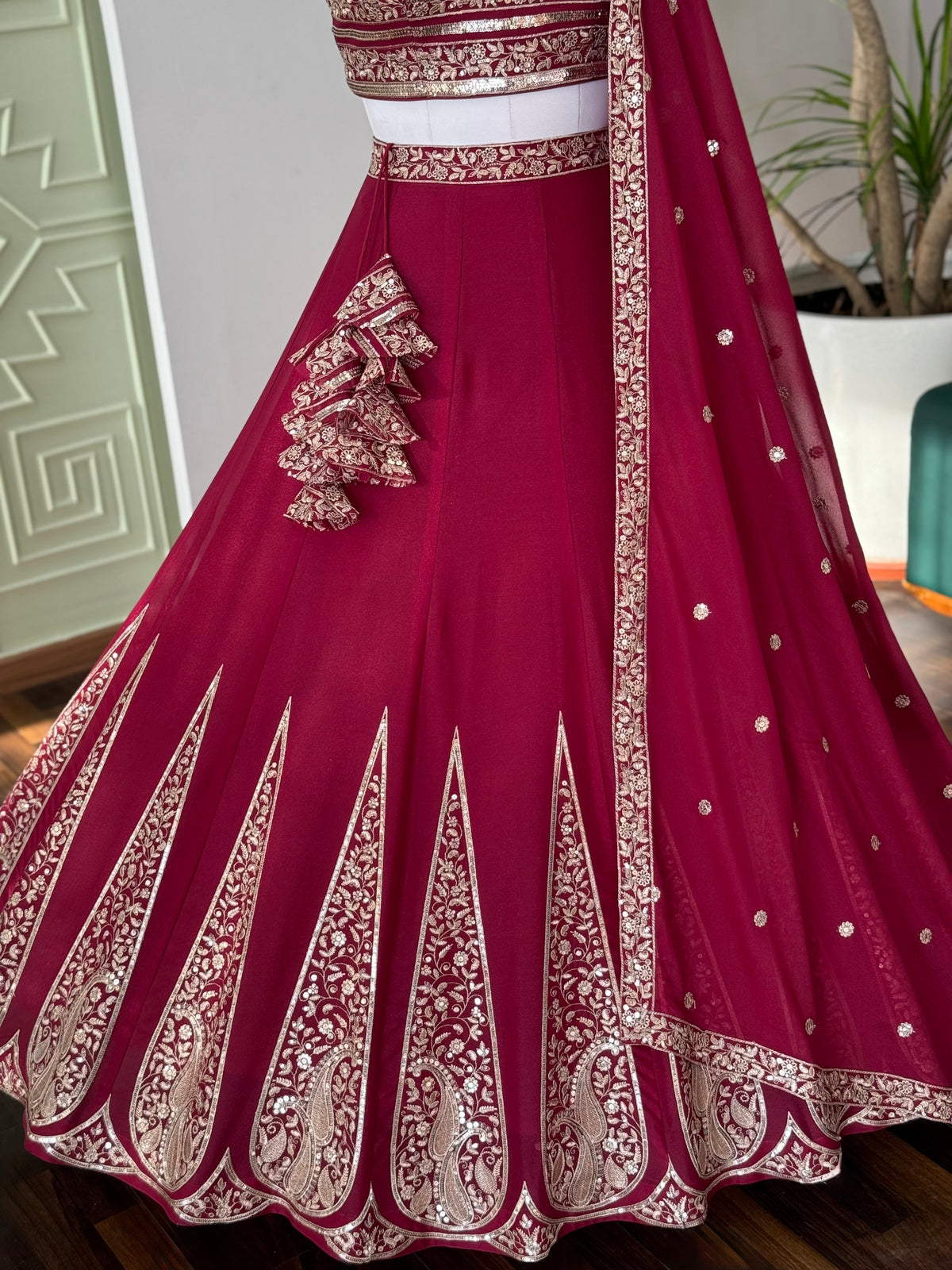 Wine Maroon color Sequence Embroidery work Designer Lehenga Choli BL1645