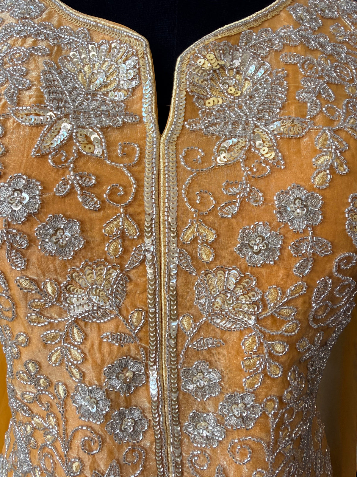 Mustard Yellow color Bids Sequence Embroidery work Sharara set BLS134