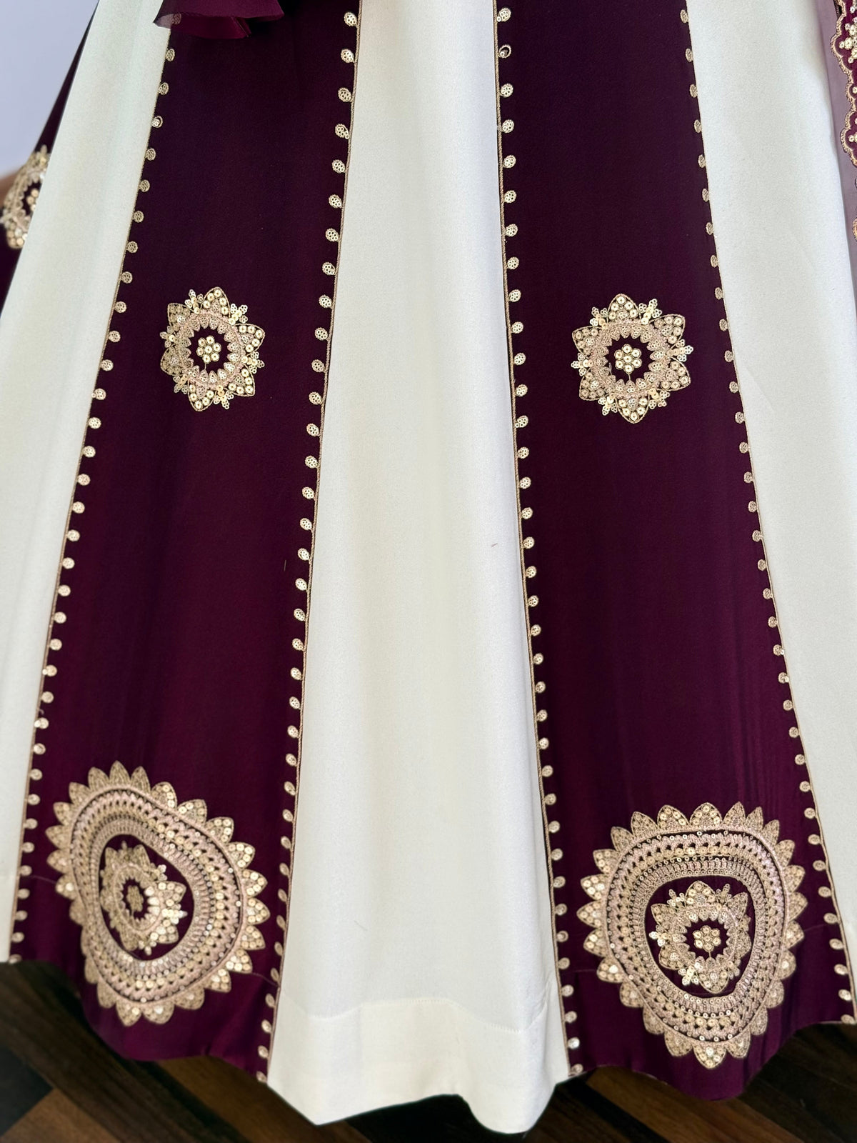 Wine & Off-White color Sequence Embroidery work Designer Lehenga Choli BL1697