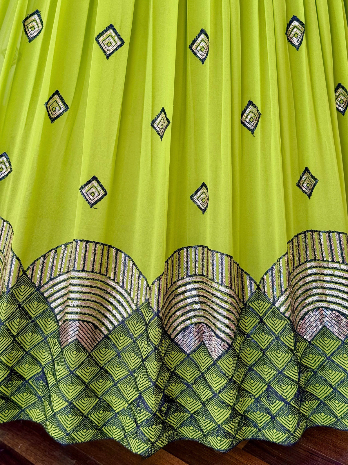 Parrot color Sequence Embroidery work Designer Lehenga Choli BL1726