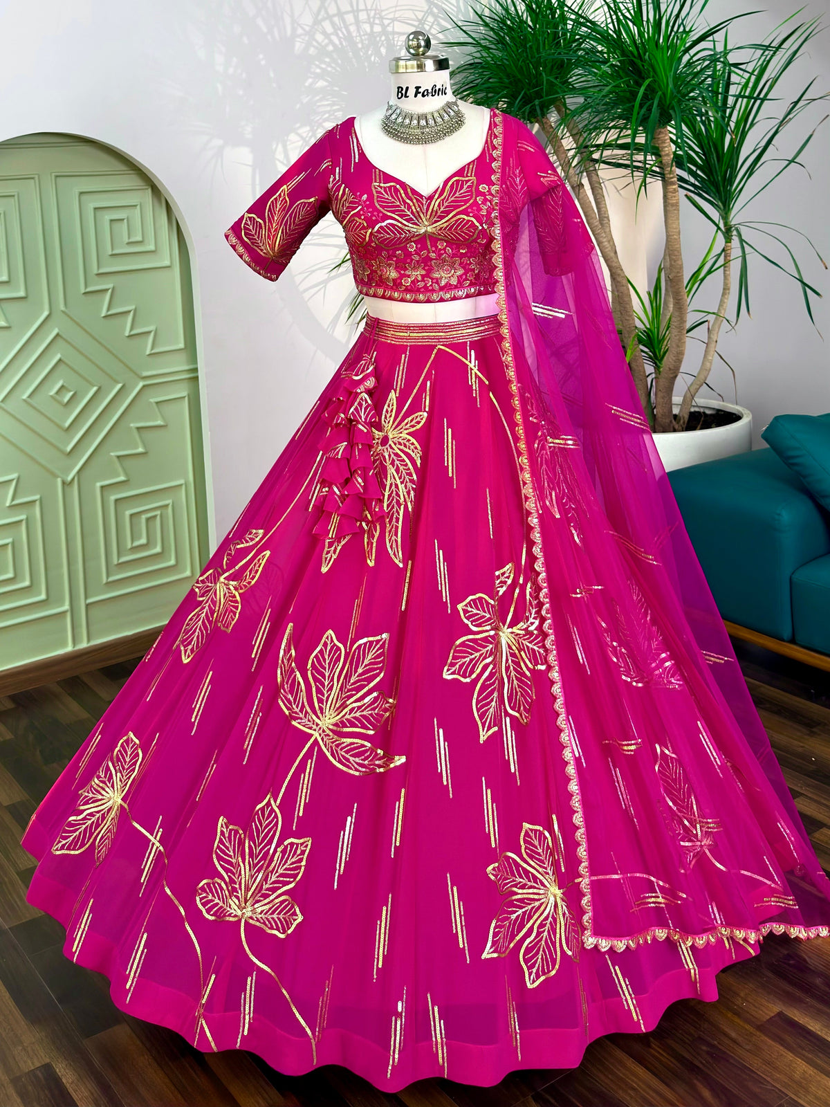 Pink color Sequence Embroidery work Designer Lehenga Choli BL1683