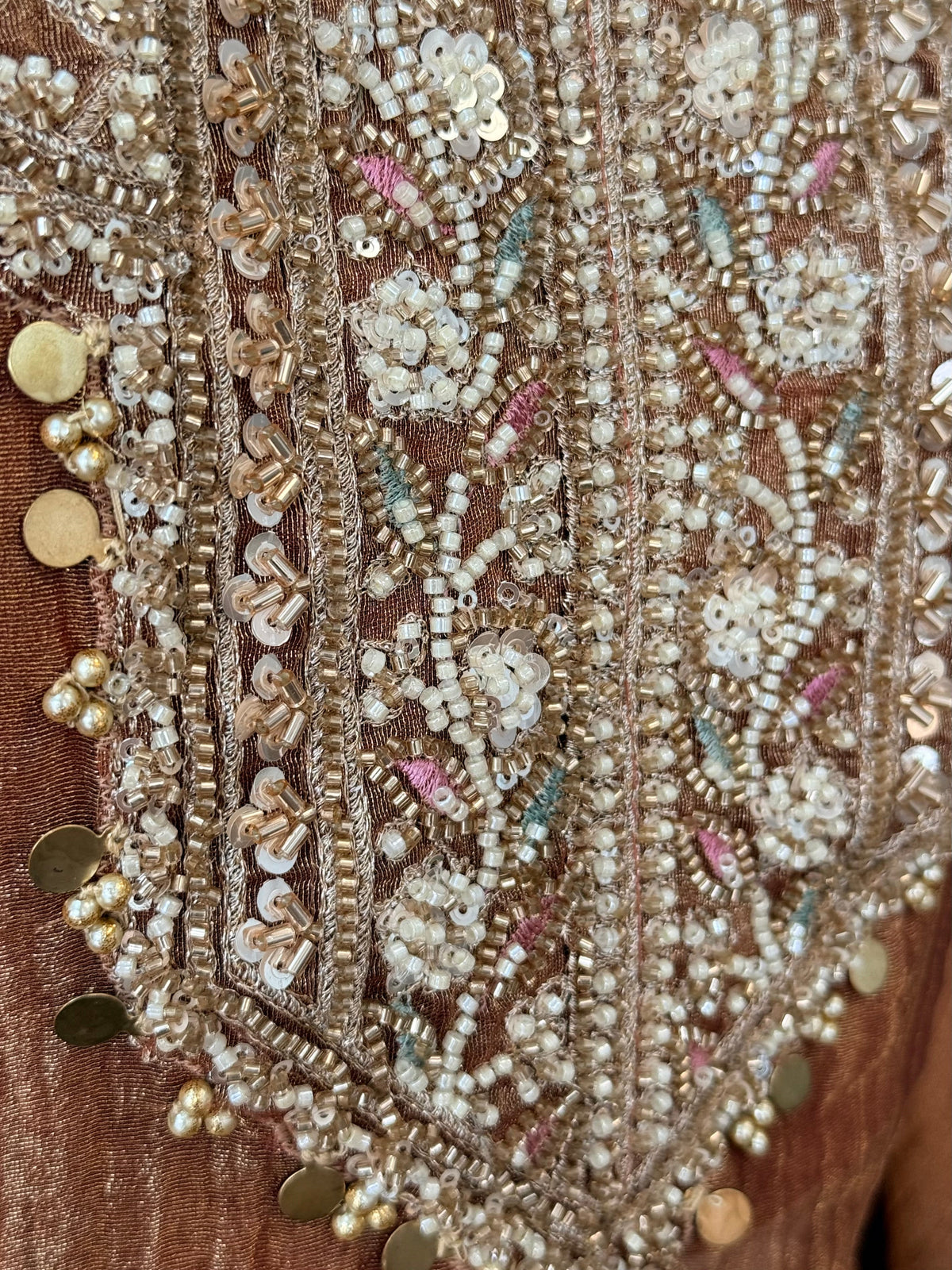 Copper Peach Handwork Necklace Sharara set BLS130