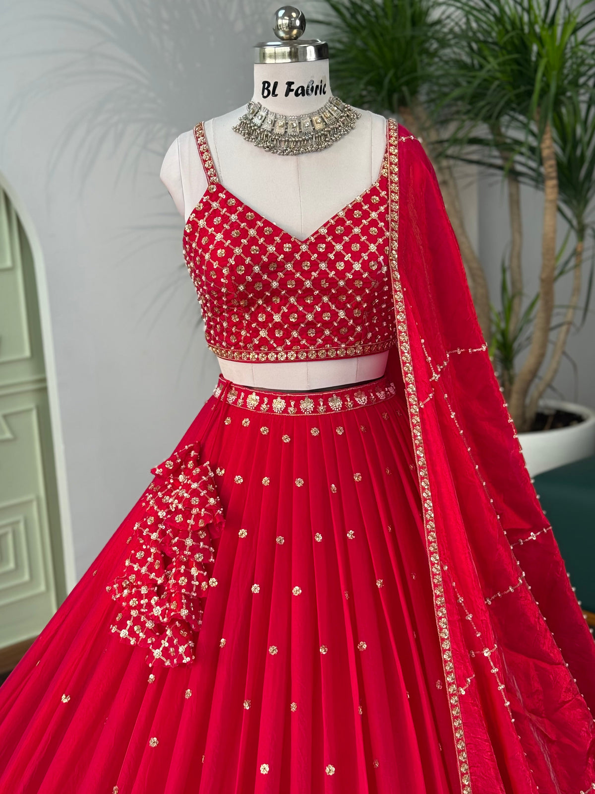 Pink color Bids Embroidery work Designer Lehenga Choli BL1675