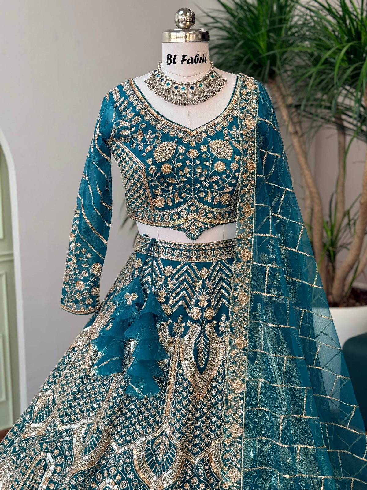 Firozi color Hand Embroidery work Designer Lehenga Choli for Wedding Function BL1735