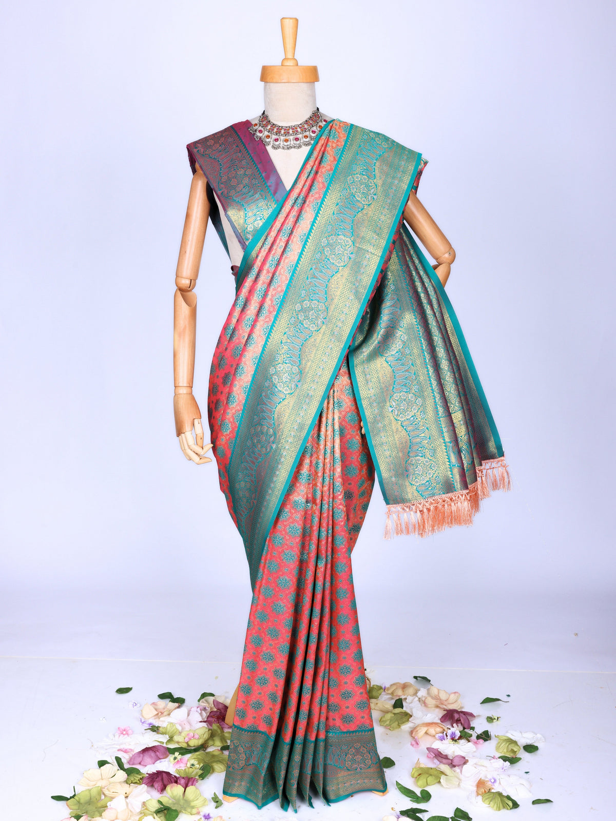 peach color Kanjivaram work Designer Saree BLS1003_peach