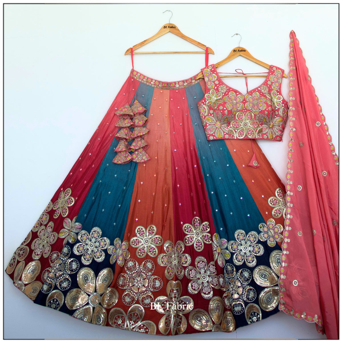 Multi color Real Mirror & Sequence Embroidery work Designer Lehenga Choli for Any Function BL1541