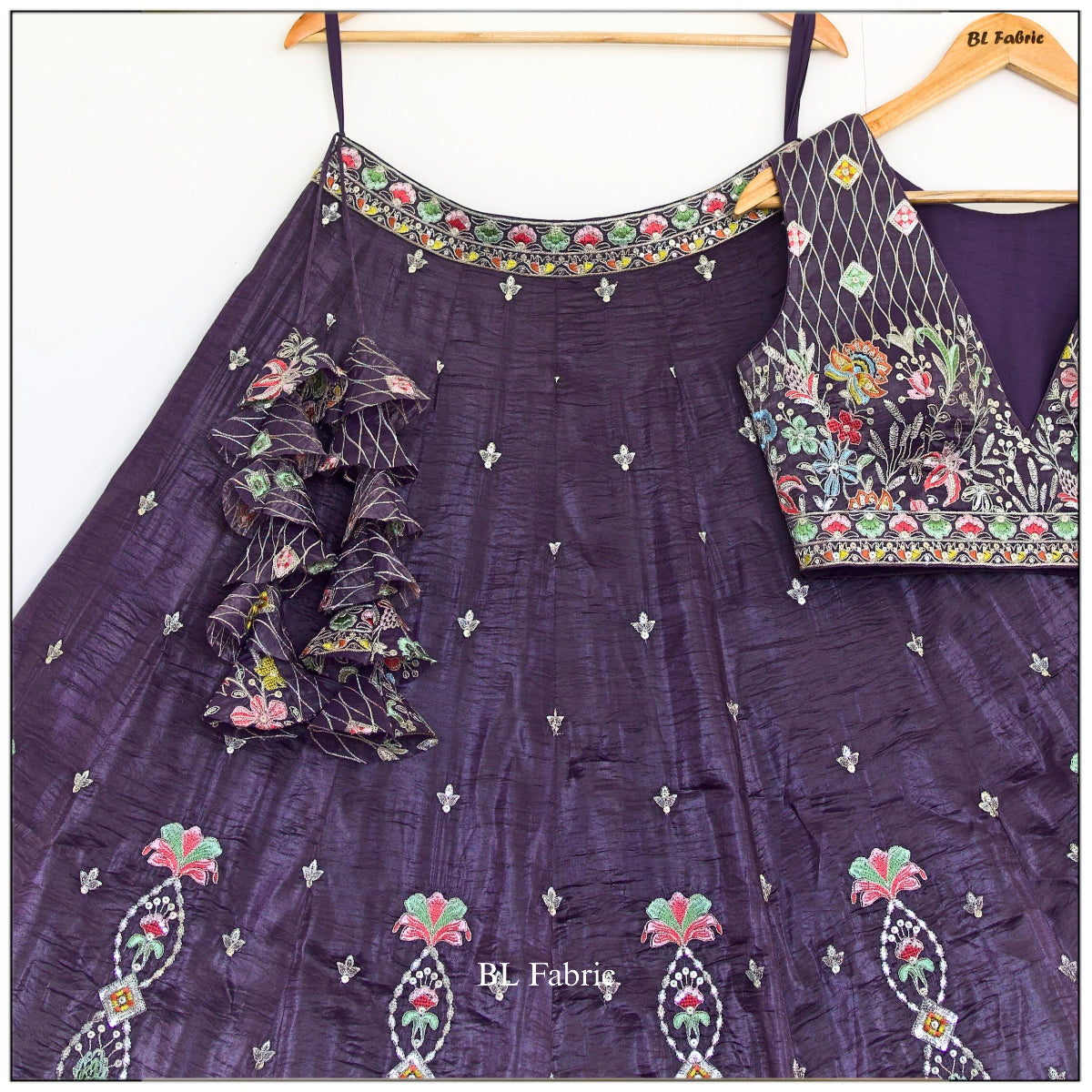 Shadding Purple color Zari Embroidery work Designer Lehenga Choli BL1529