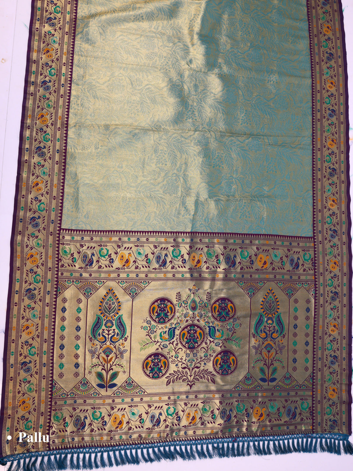 Skyblue color Kanjivaram work Designer Saree BLS1005_Skyblue