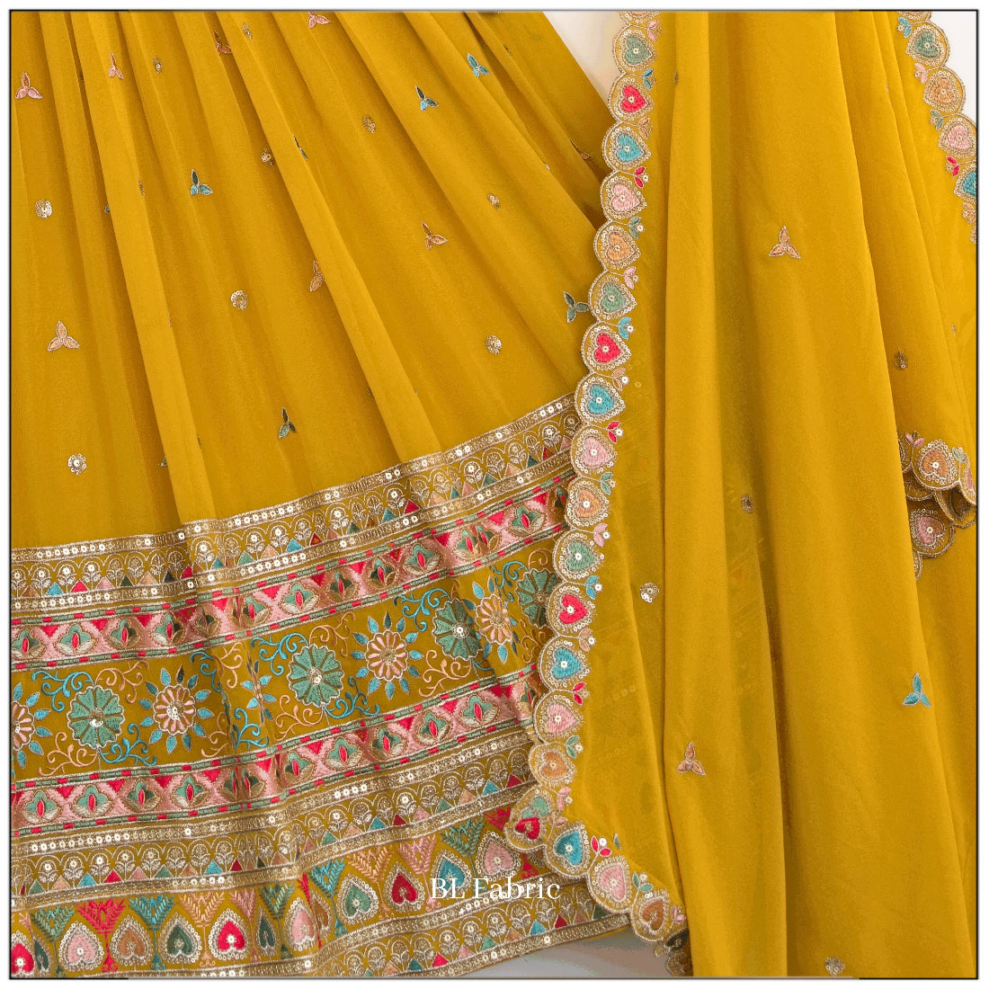 Yellow color Sequence Embroidery work Designer Lehenga Choli for Wedding Function BL1504