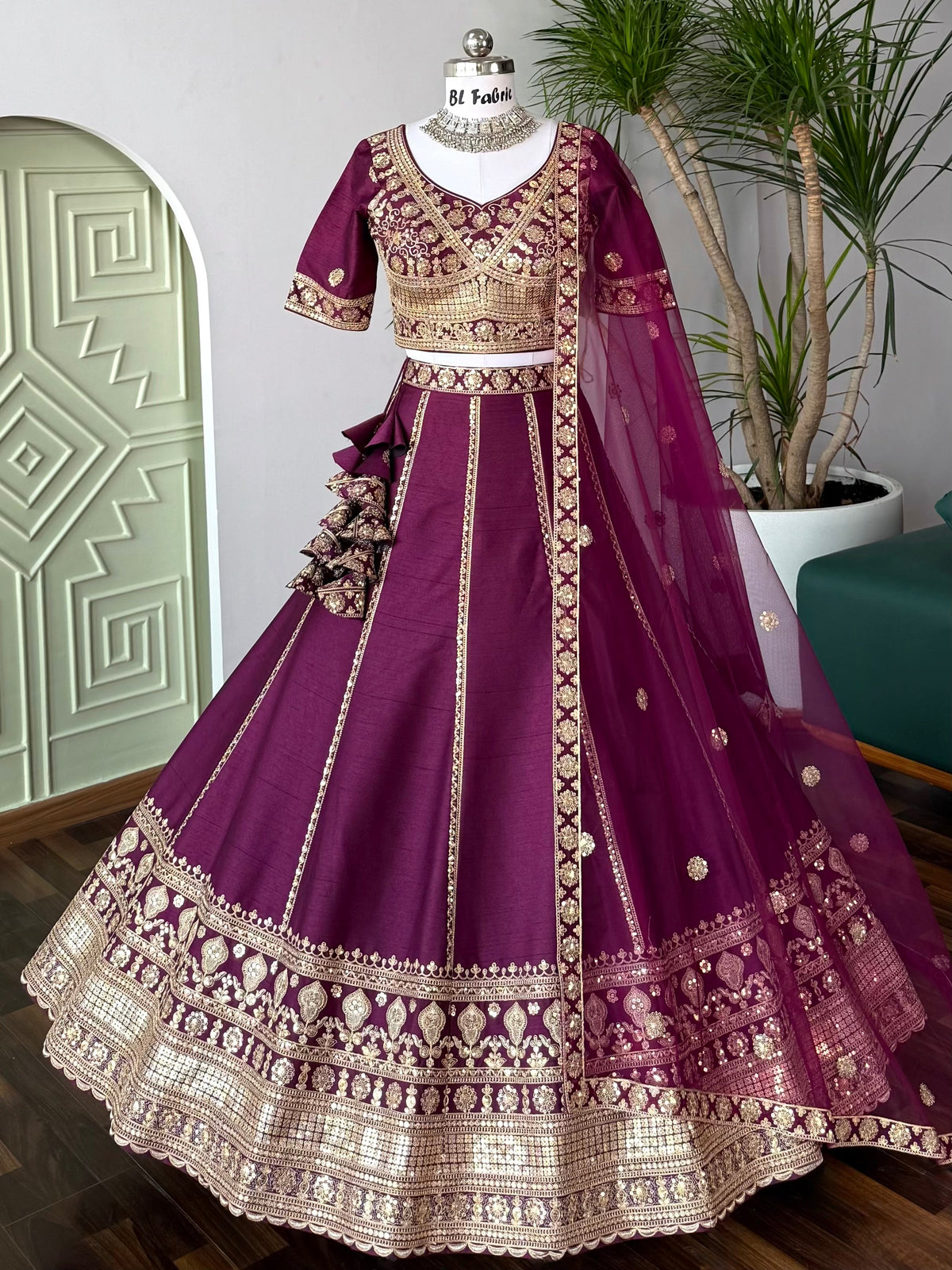 Purple color Designer Sequence Embroidery work Lehenga choli for Wedding Function BL1632