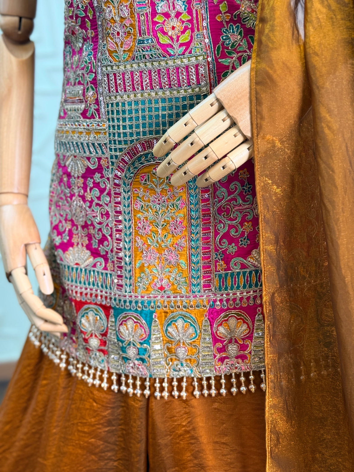 Brown color Sequence Embroidery work Sharara BLS101