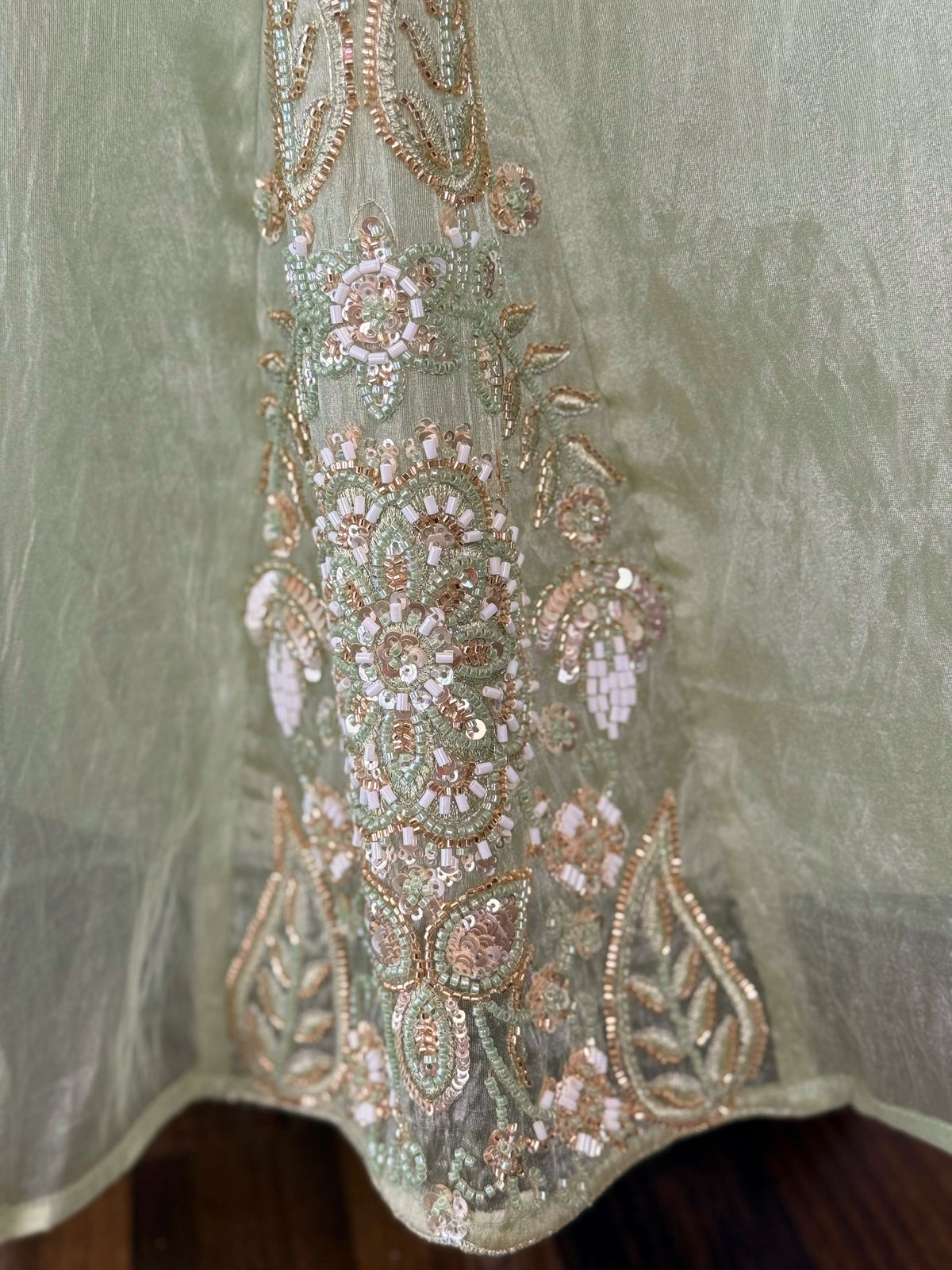 Green color Bids Embroidery work Sharara set BLS108