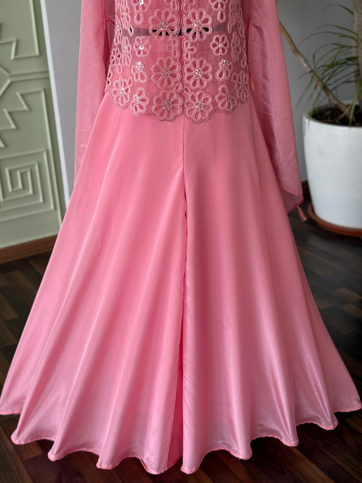 Baby Pink color Bids Embroidery work Sharara set BLS103