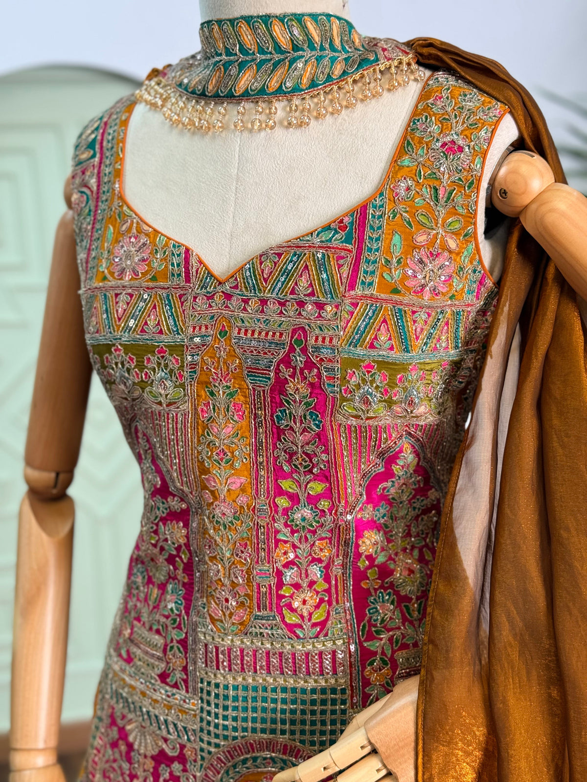 Brown color Sequence Embroidery work Sharara BLS101