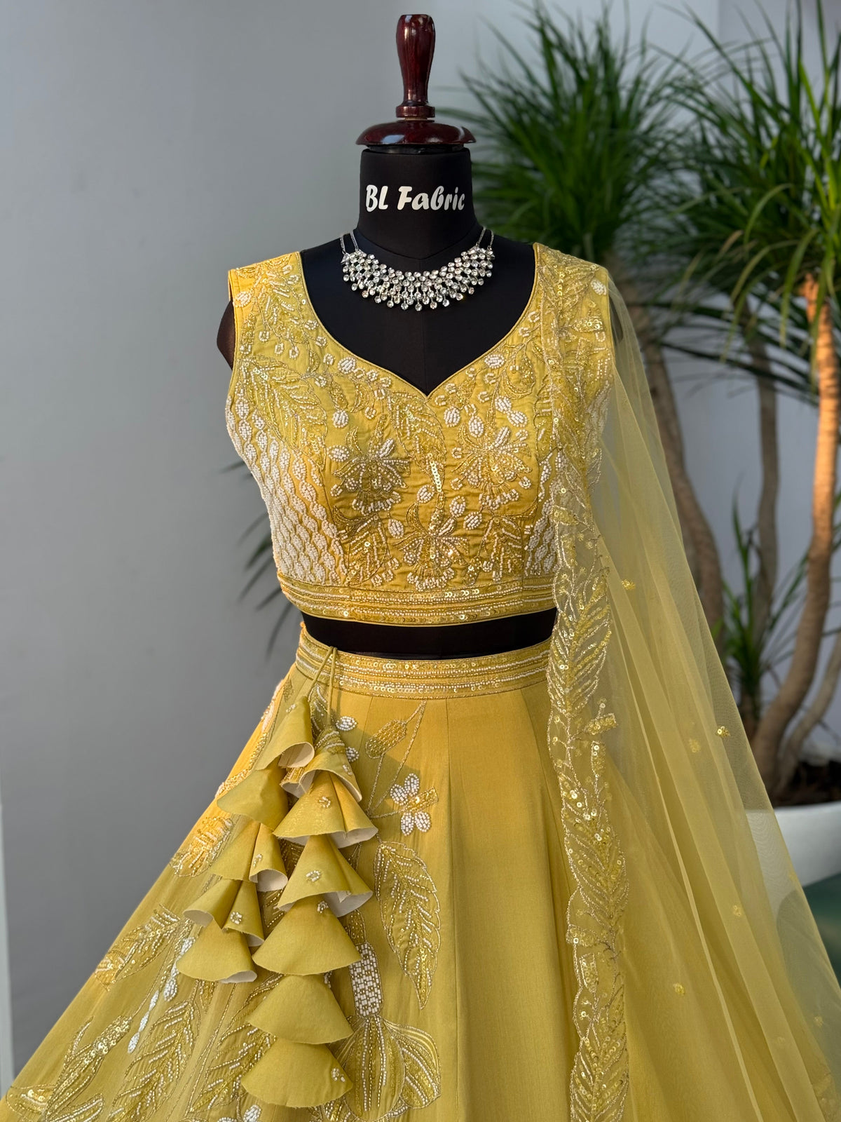 Yellow color Designer Bids Embroidery work Lehenga choli BL1650
