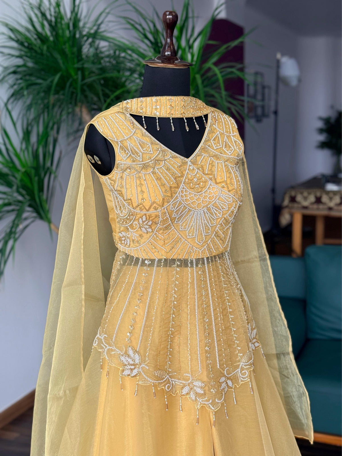 Yellow color Bids Embroidery work Sharara set BLS109
