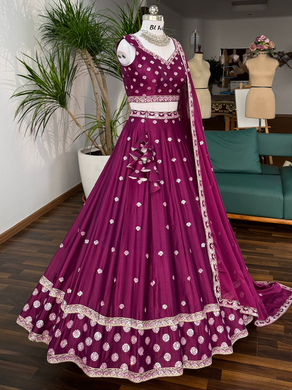 Wine Purple color Designer Embroidery work Lehenga choli BL1672