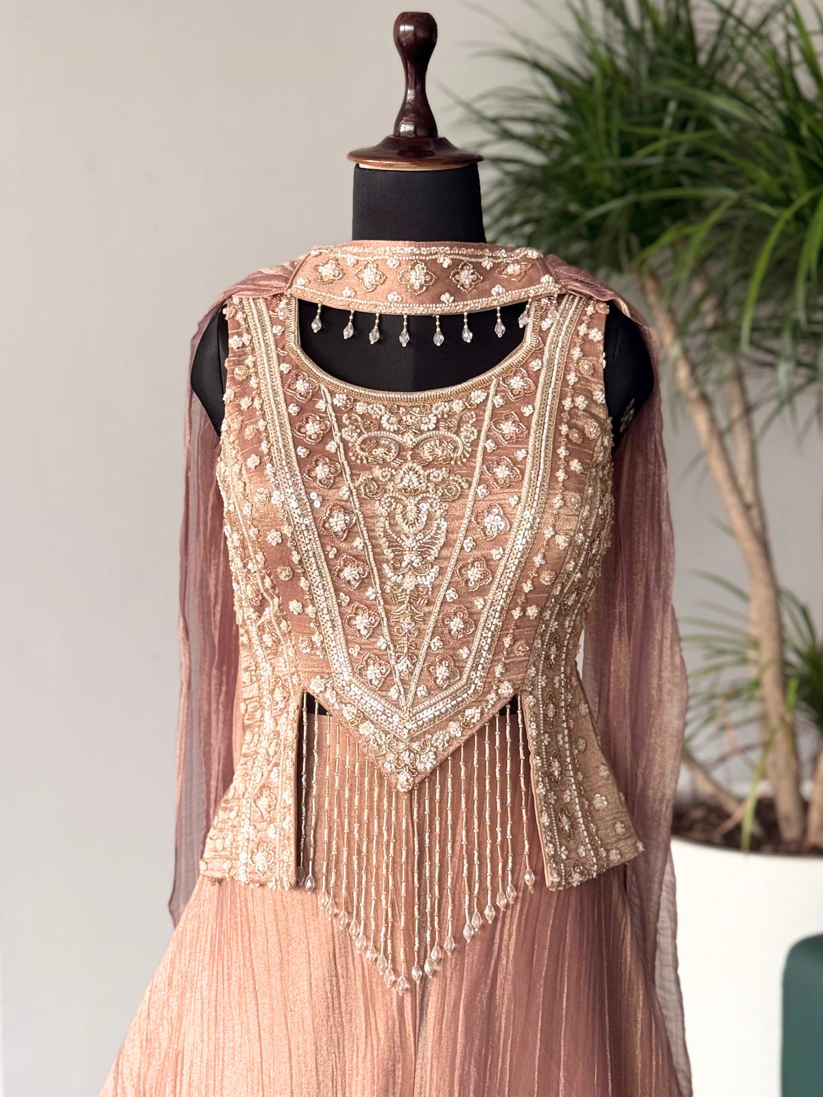 Pink color Bids Embroidery work Sharara set BLS116