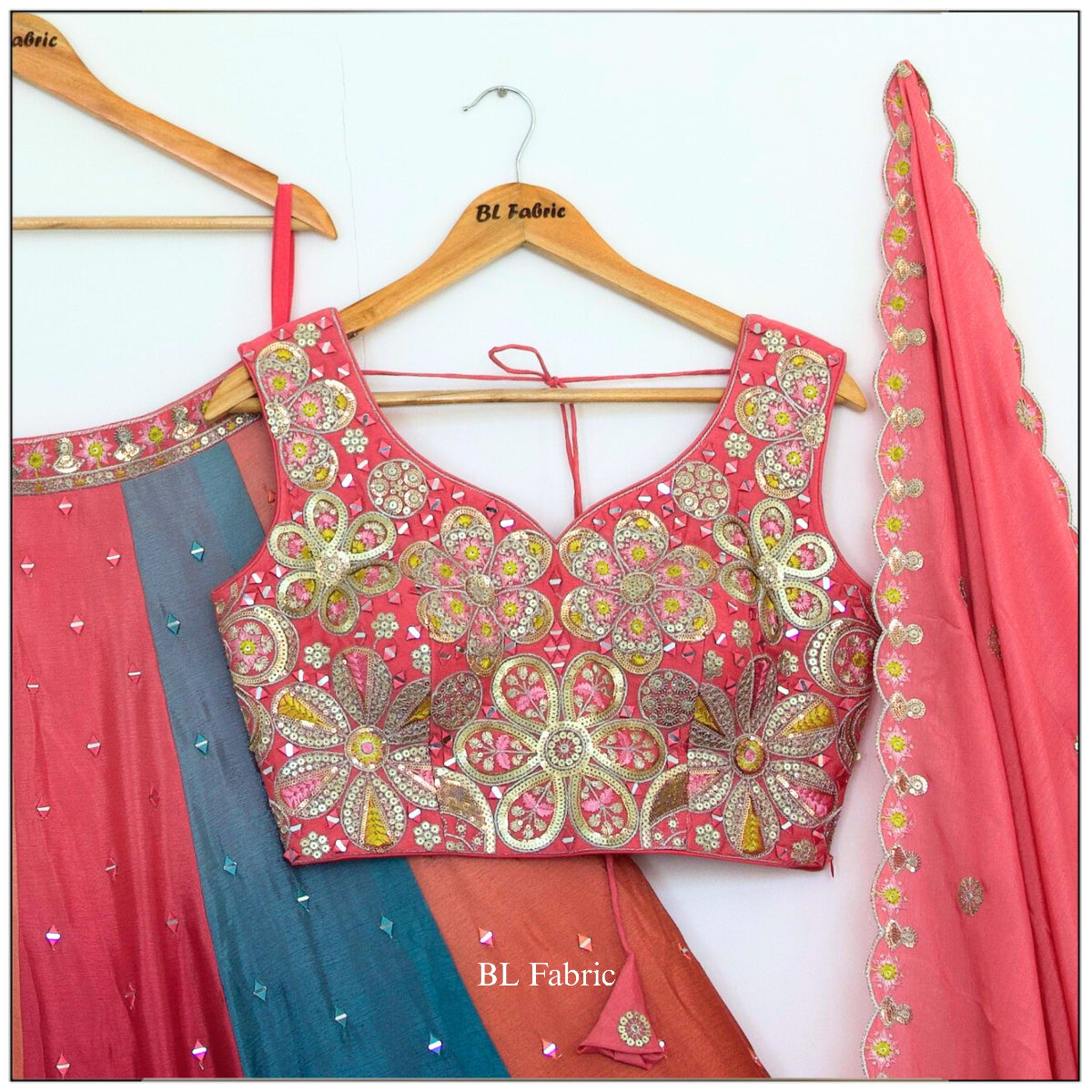 Multi color Real Mirror & Sequence Embroidery work Designer Lehenga Choli for Any Function BL1541