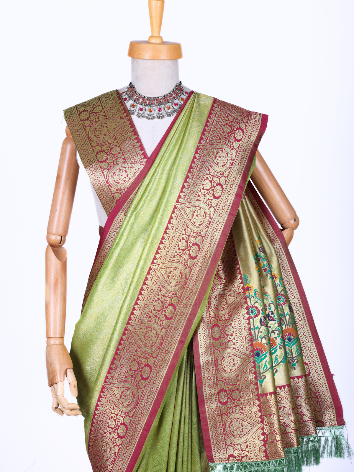 Parrot color Kanjivaram work Designer Saree BLS1017_Parrot