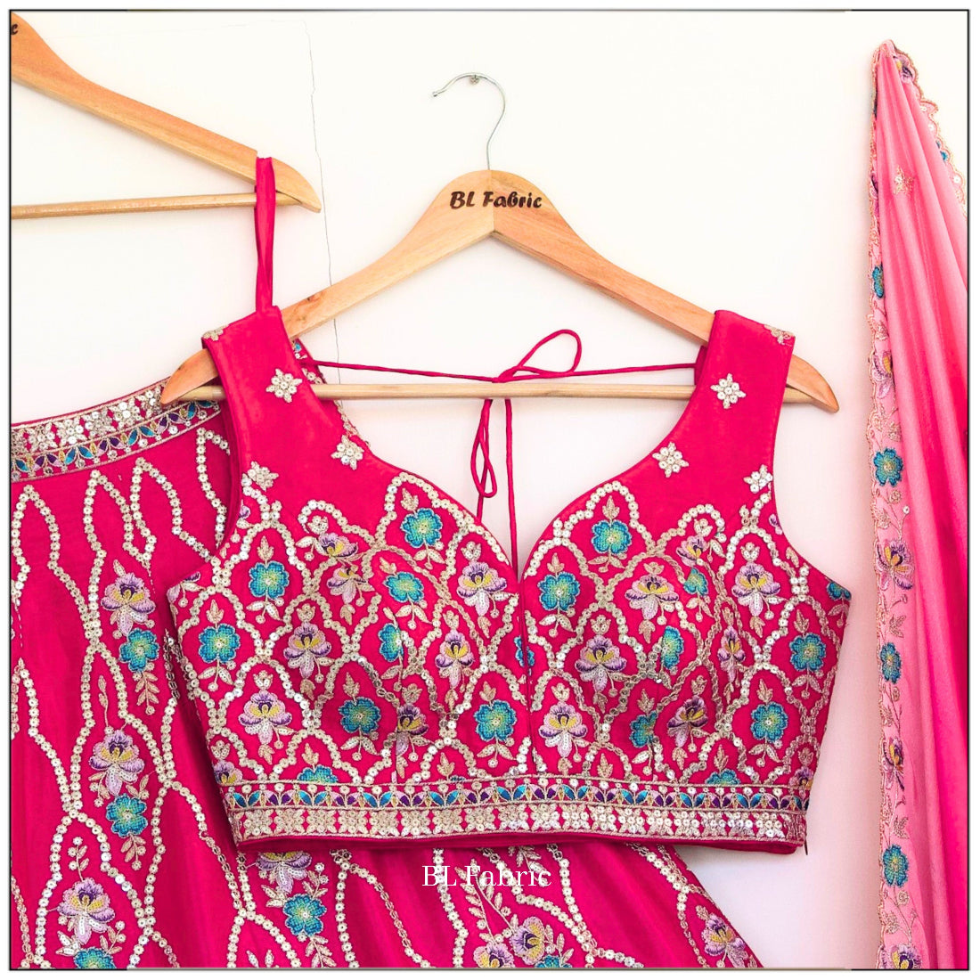 Shadding Pink color Sequence Embroidery work Designer Lehenga Choli for Wedding Function BL1525