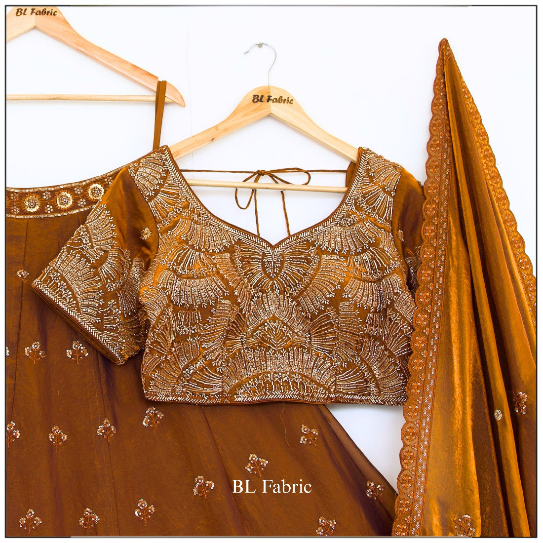 Brown color Hand Embroidery work Designer Lehenga Choli BL1527