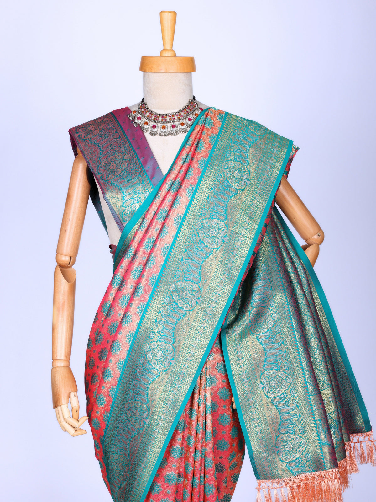 peach color Kanjivaram work Designer Saree BLS1003_peach