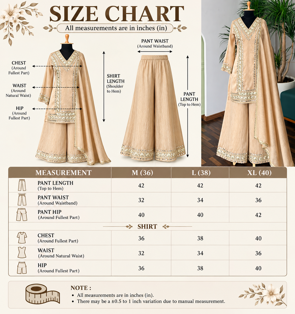Champagne Gold Mirror & Embroidery Work Sharara set BLS120