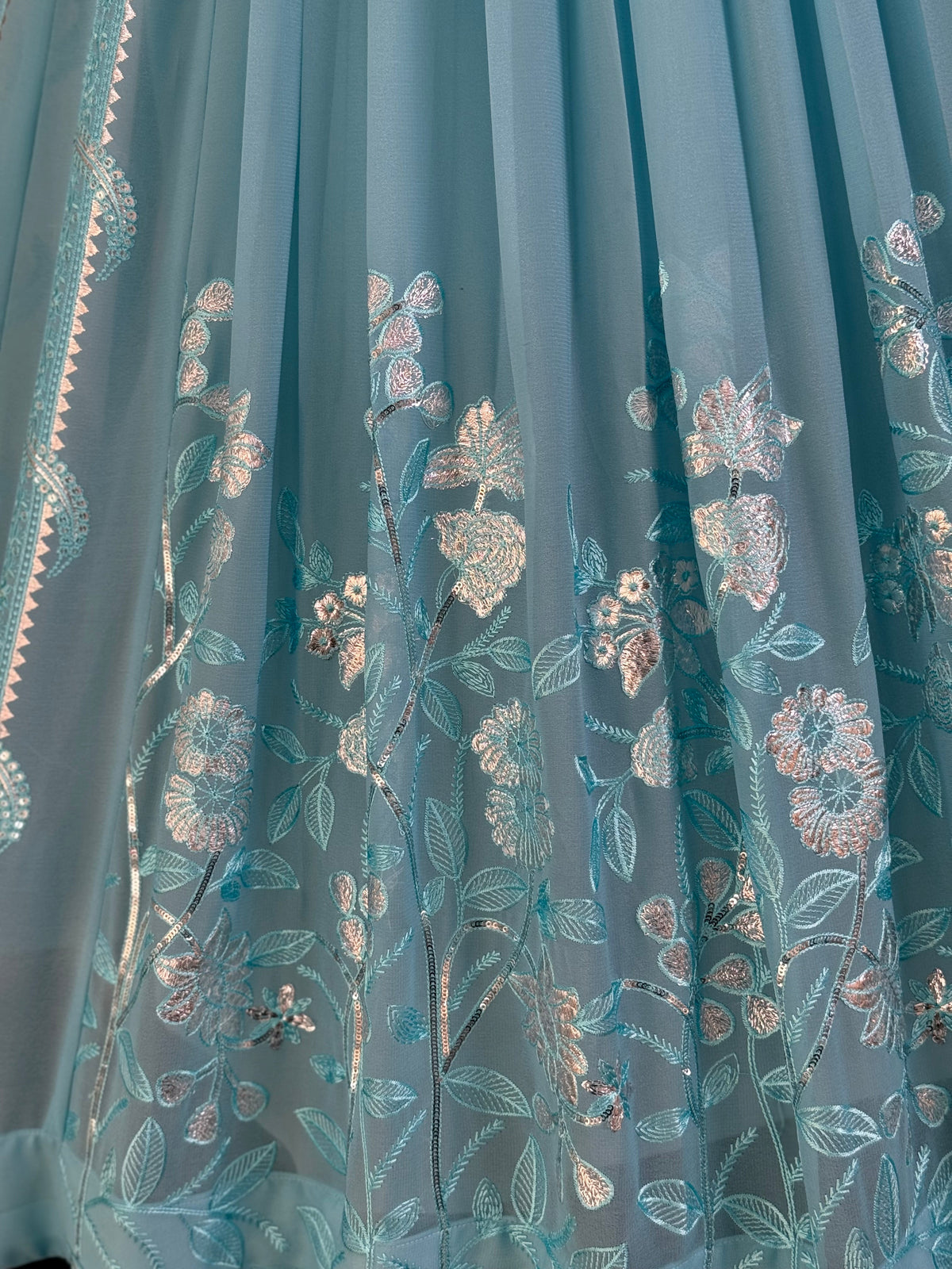 Sky blue color Real Mirror & Embroidery work Designer Lehenga Choli BL1663