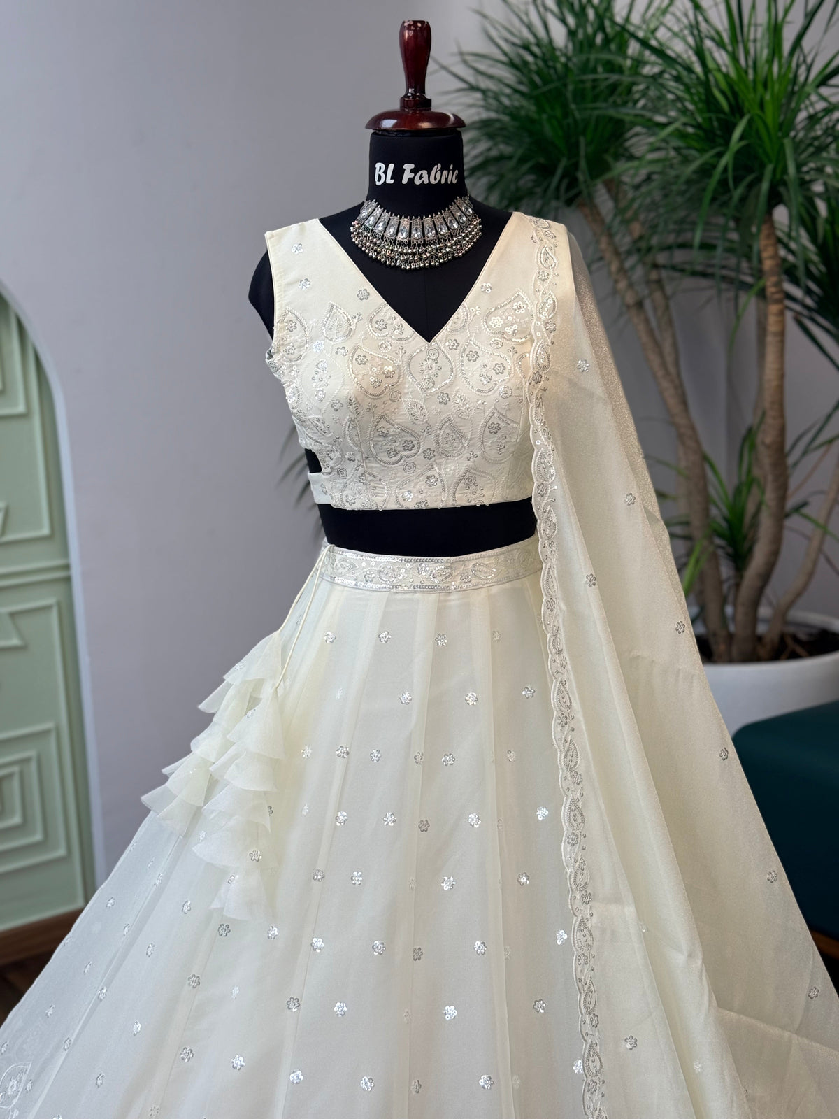 Off-White color Designer Sequence Embroidery work Lehenga choli BL1712