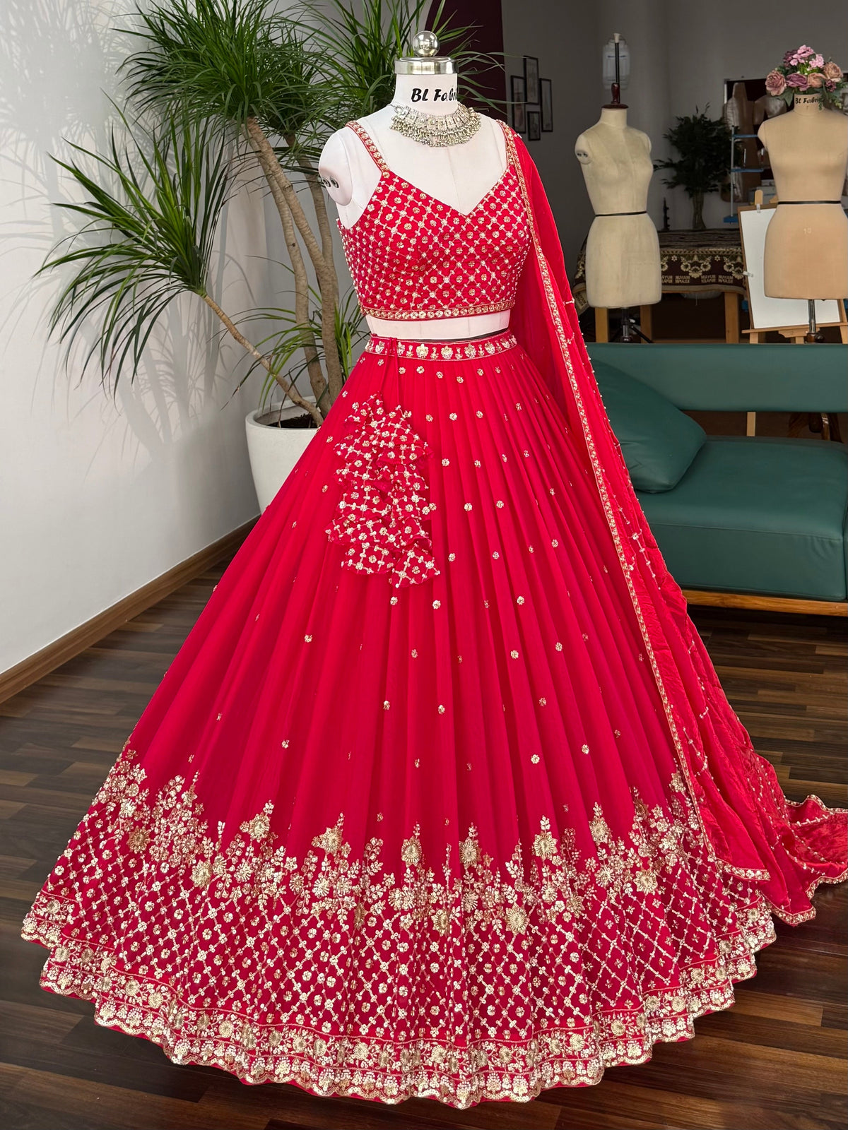 Pink color Bids Embroidery work Designer Lehenga Choli BL1675