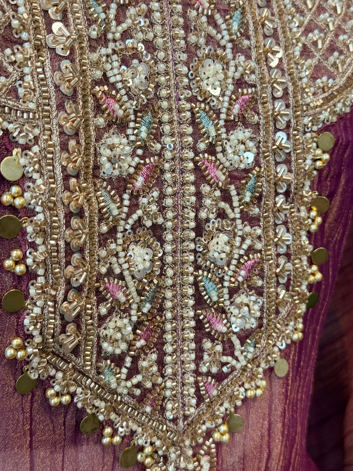 Mauve Pink Handwork Necklace Sharara set BLS131