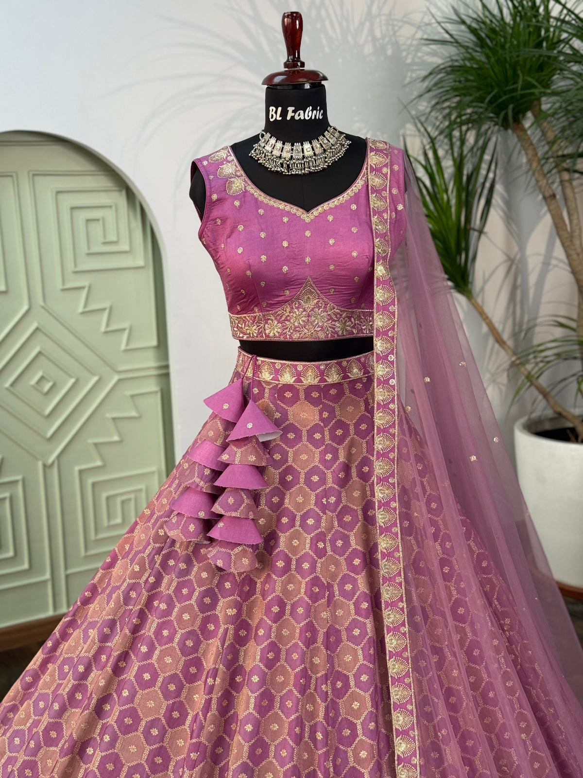 Rose pink color Jacquard Designer Lehenga choli for Any Function BL1674