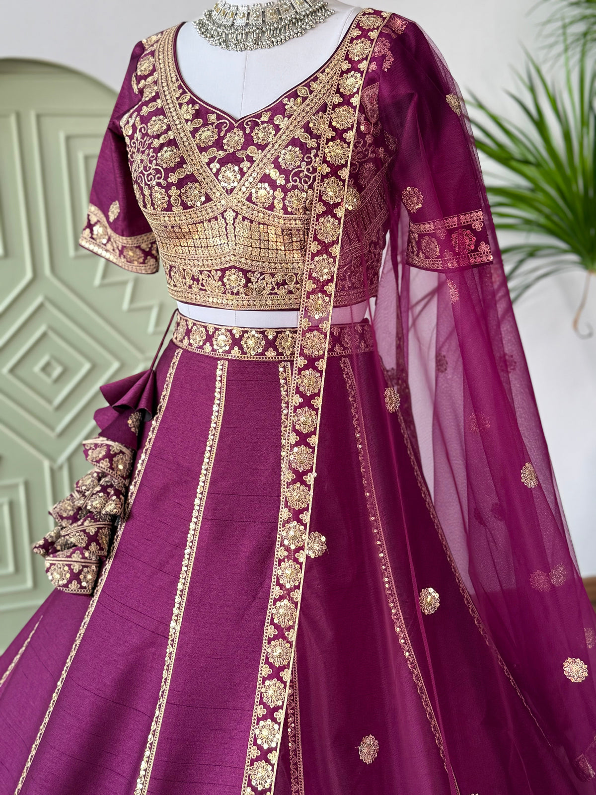 Purple color Designer Sequence Embroidery work Lehenga choli for Wedding Function BL1632