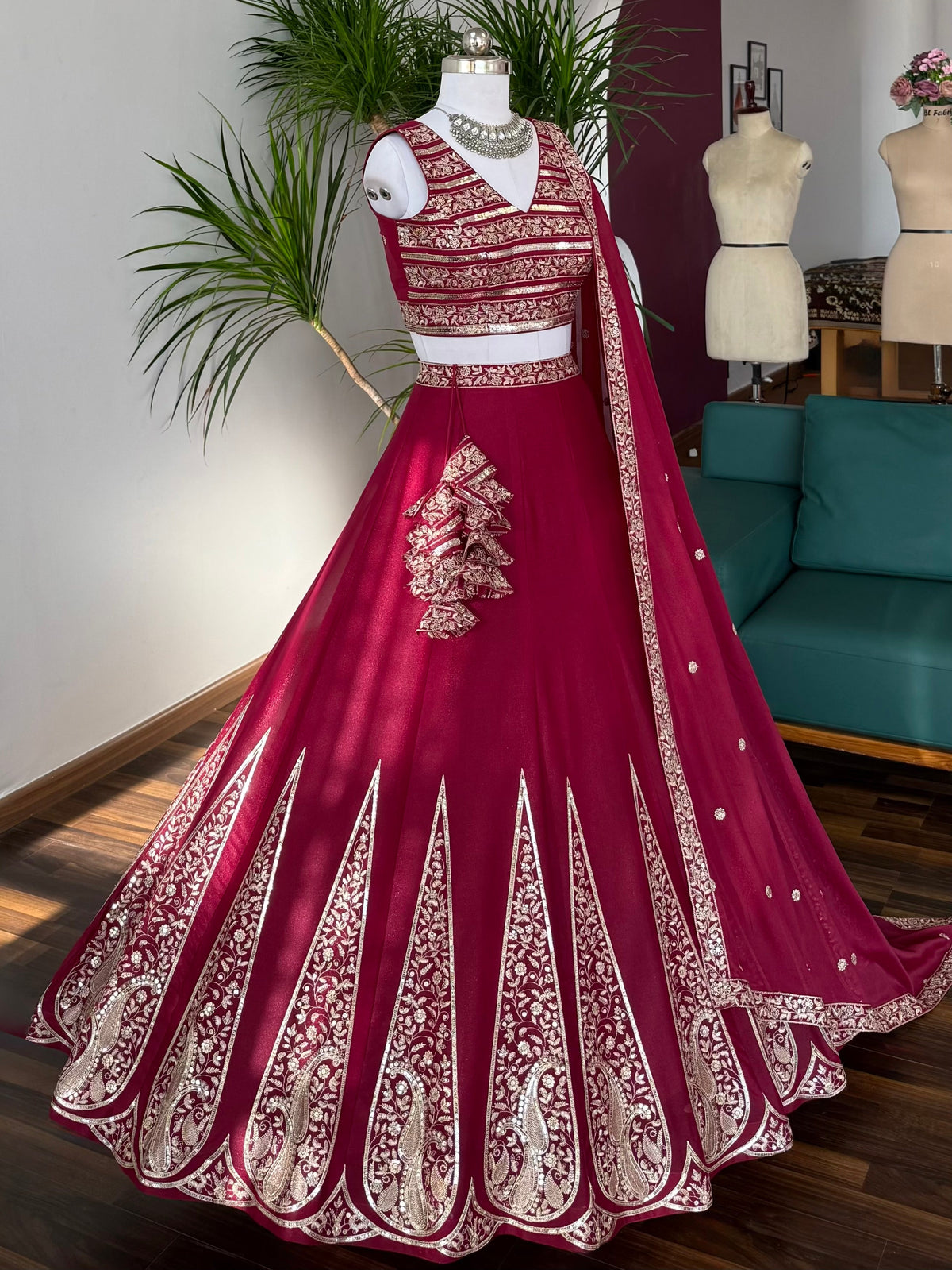 Wine Maroon color Sequence Embroidery work Designer Lehenga Choli BL1645