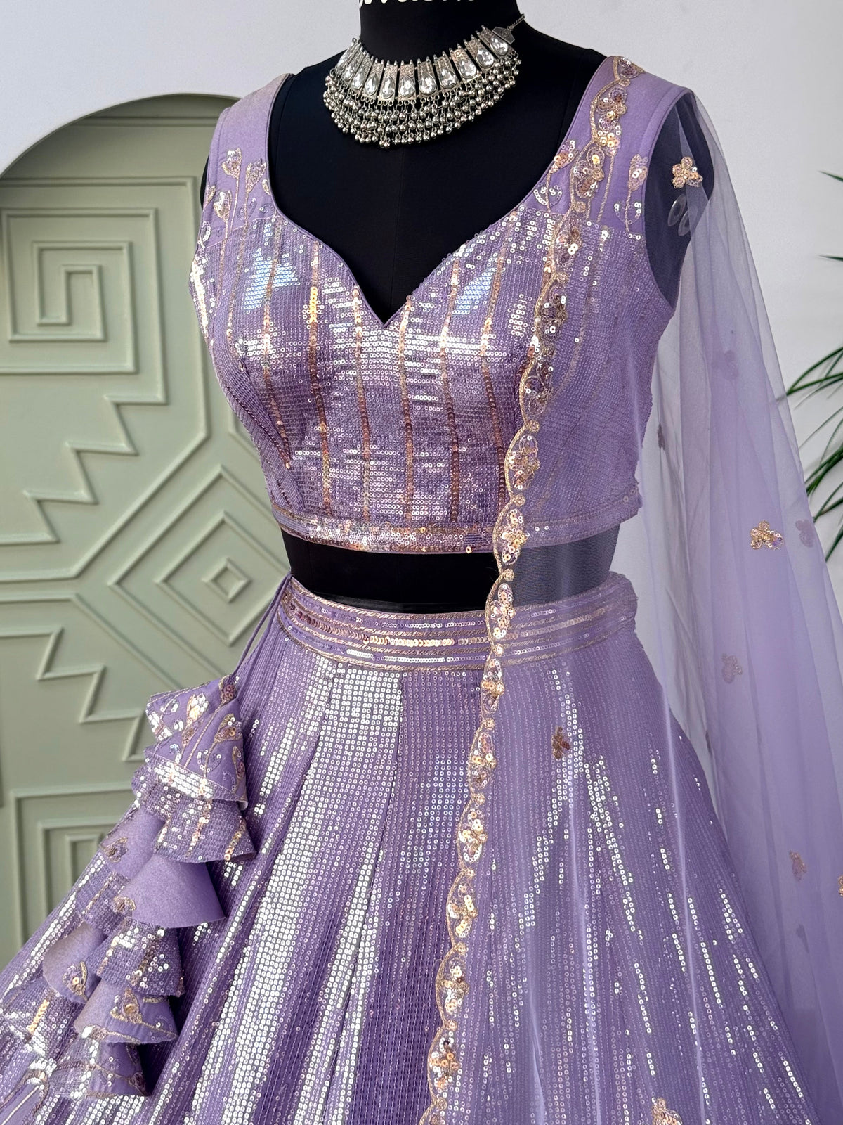 Pastel Purple color Designer Sequence Embroidery work Lehenga choli BL1689