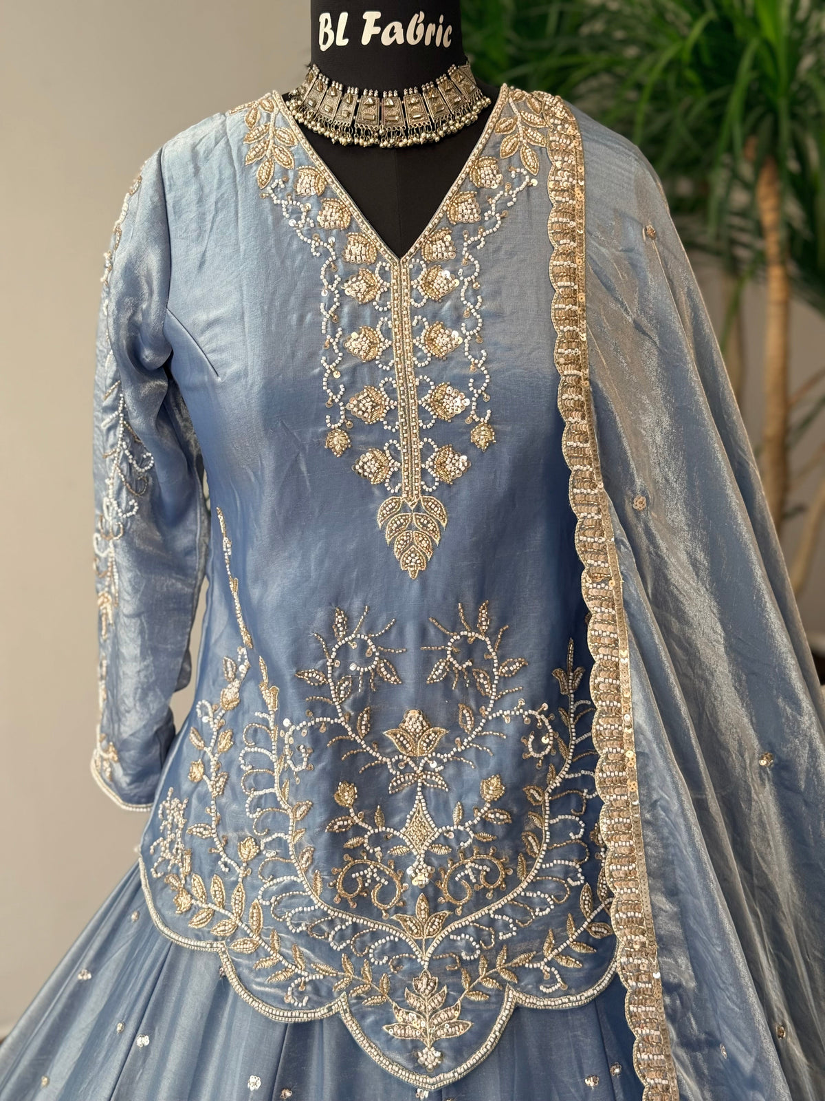 Sky blue color Designer Bids Embroidery work Lehenga choli BL1740