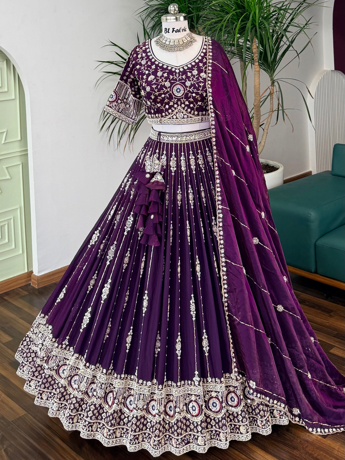 Purple color Designer Bids Embroidery work Lehenga choli BL1741