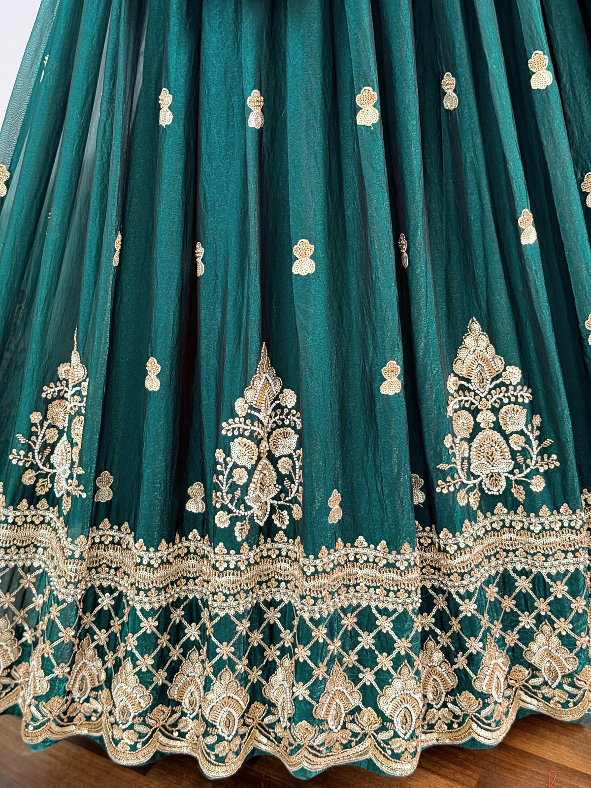 Teal Green color Bids Embroidery work Lehenga Choli BL1728