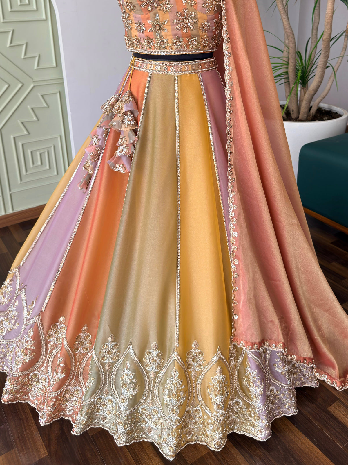 Multi color Designer Bids Embroidery work Lehenga choli BL1742