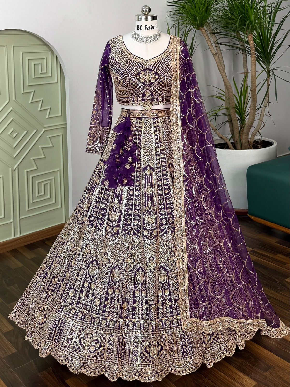 Purple color Hand Embroidery work Designer Lehenga Choli for Wedding Function BL1636
