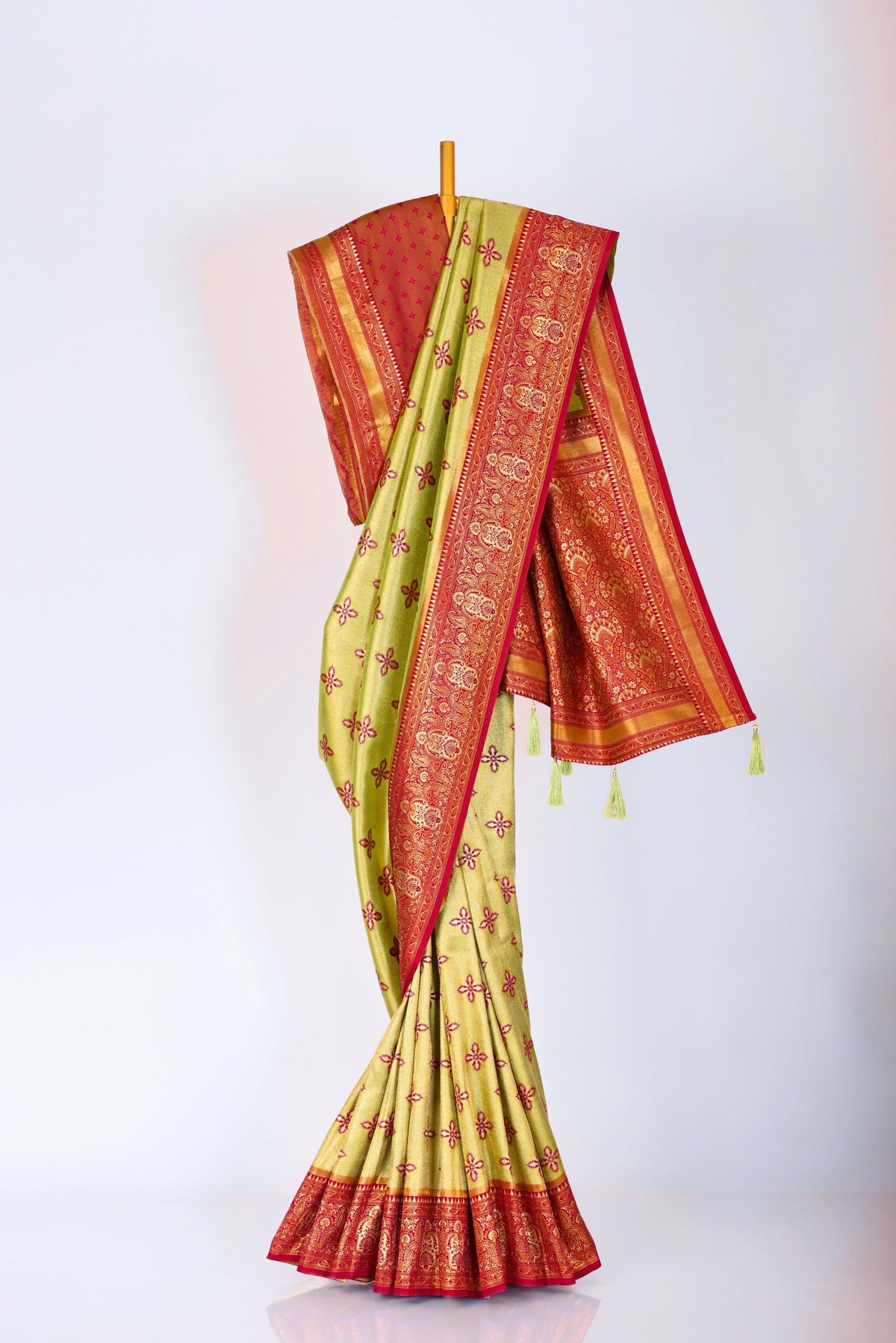 Light Green color Kanjivaram work Designer Saree BLS1001