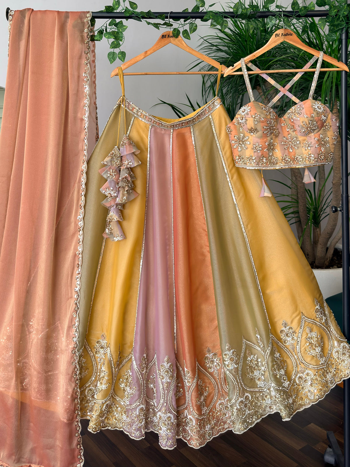 Multi color Designer Bids Embroidery work Lehenga choli BL1742
