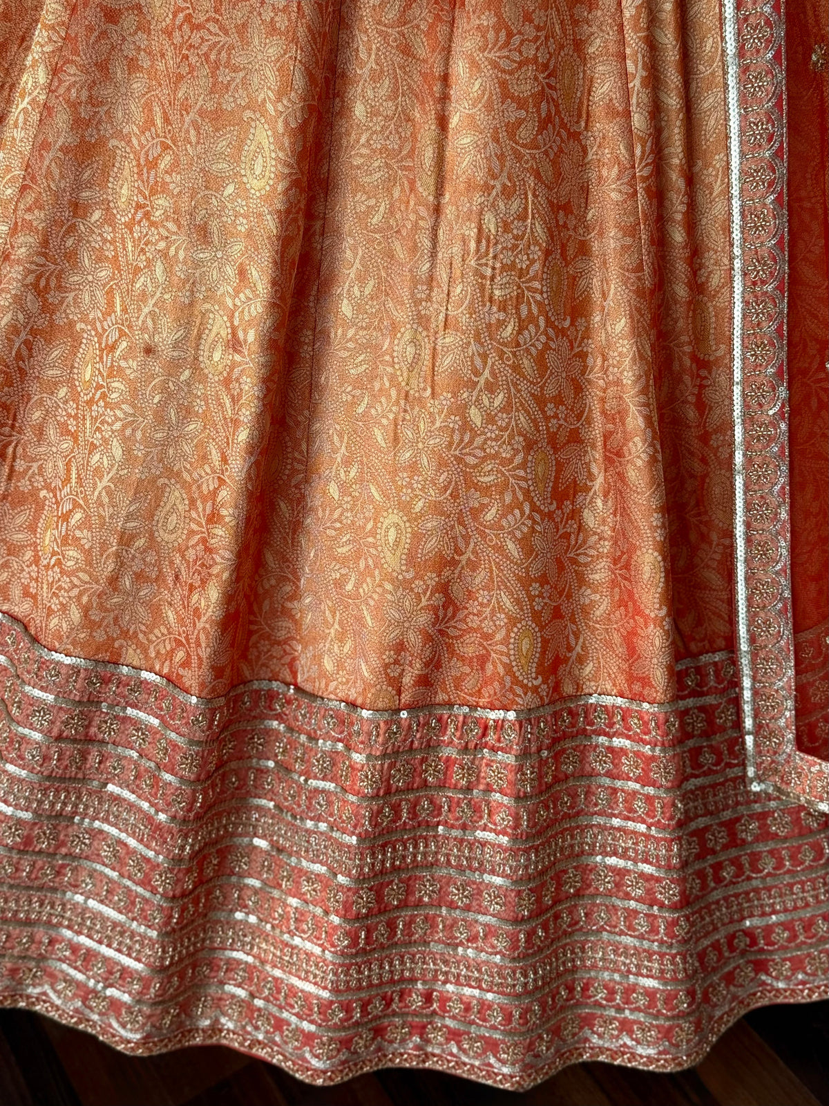 Orange color Jacquard With Bids Embroidery Designer Lehenga choli BL1676