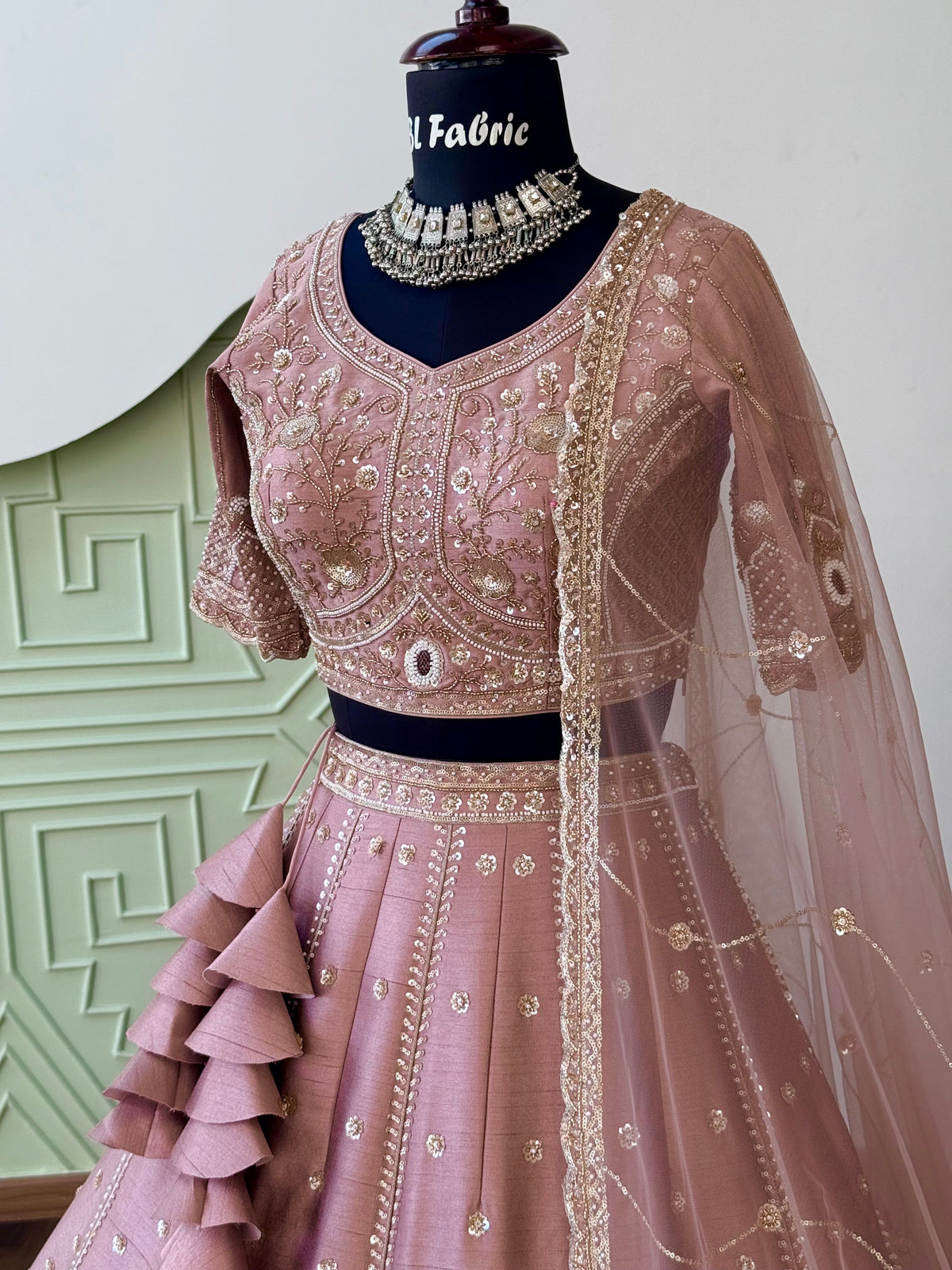 Dusty Rose Pink color Designer Bids Embroidery work Lehenga choli BL1725