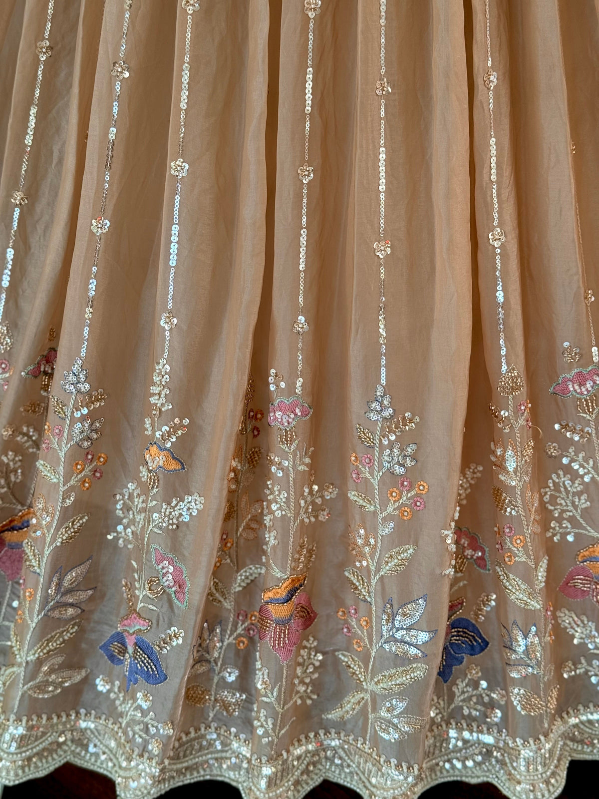 Peach Gold color Bids Embroidery work Lehenga Choli BL1723