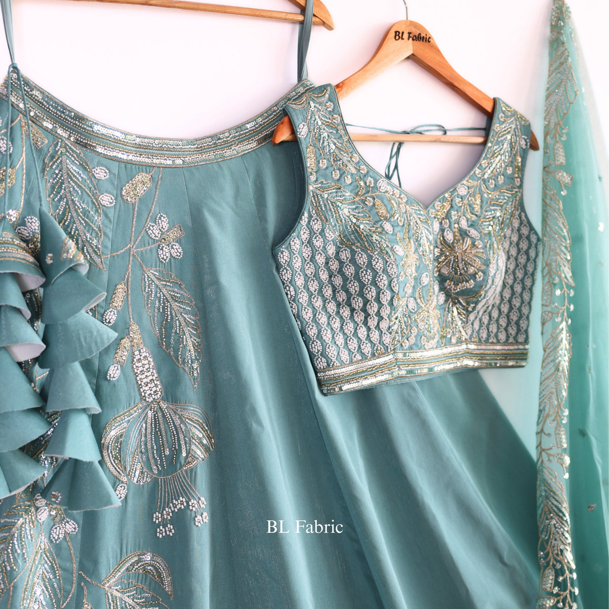 Skyblue color Designer Bids Embroidery work Lehenga choli BL1651